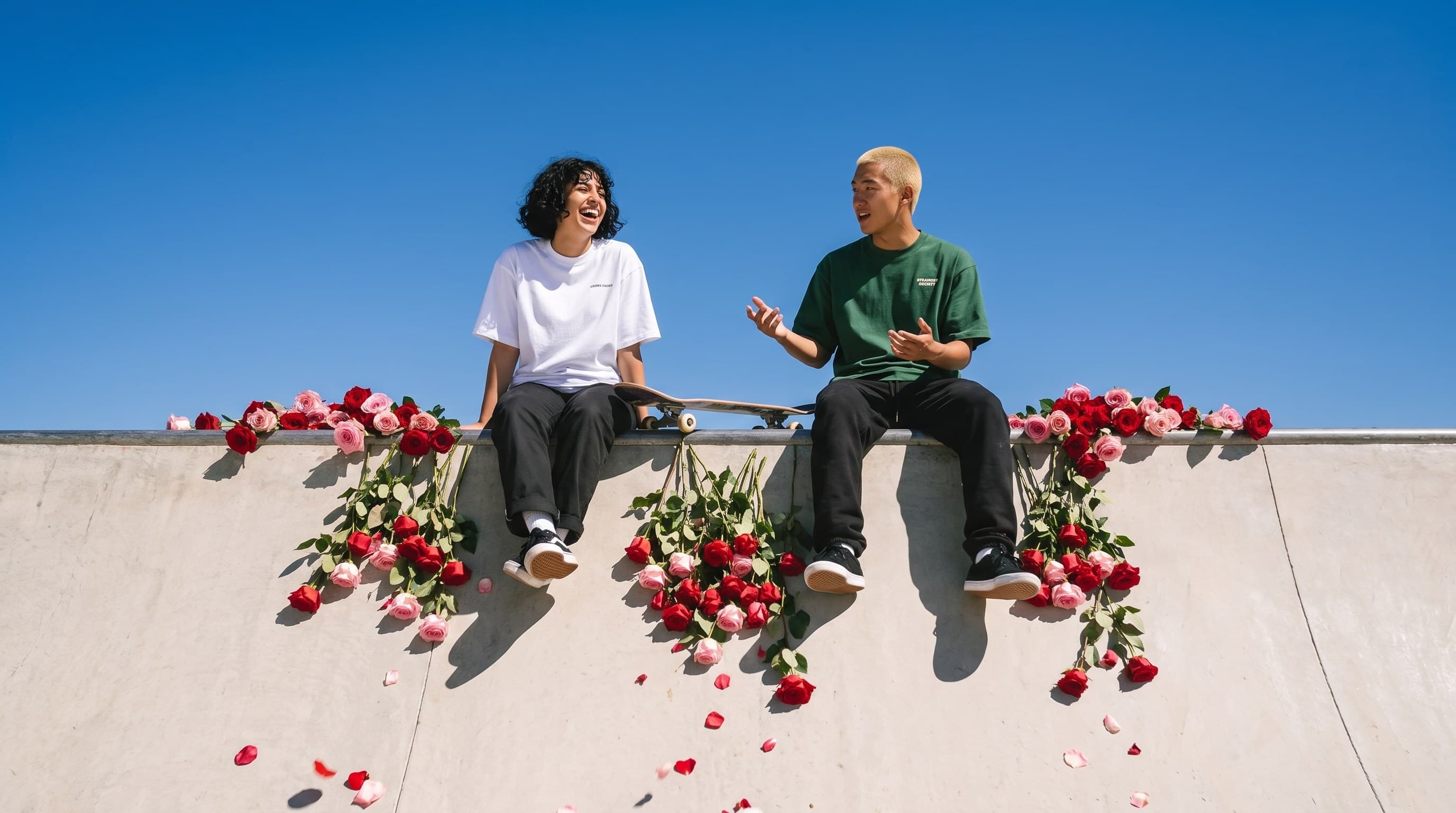 Two of the society on the quarter pipe