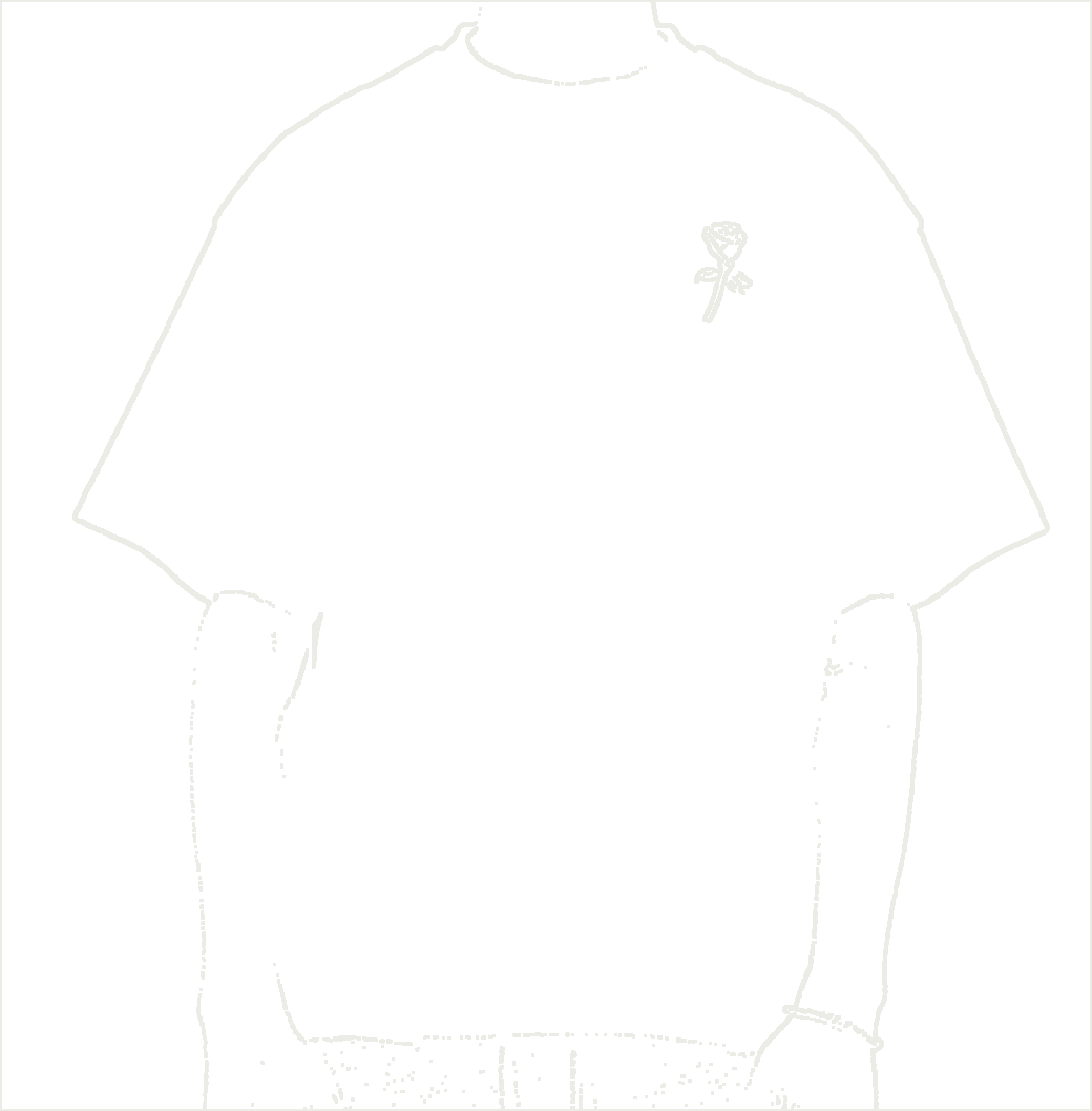 Big rose t-shirt Black as a line drawing