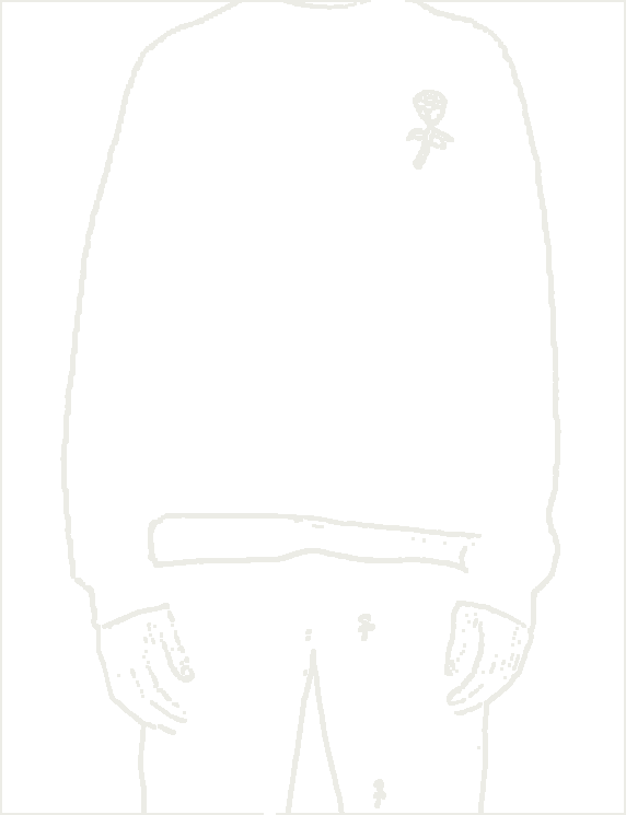 Boucle Big rose knit sweater Black as a line drawing
