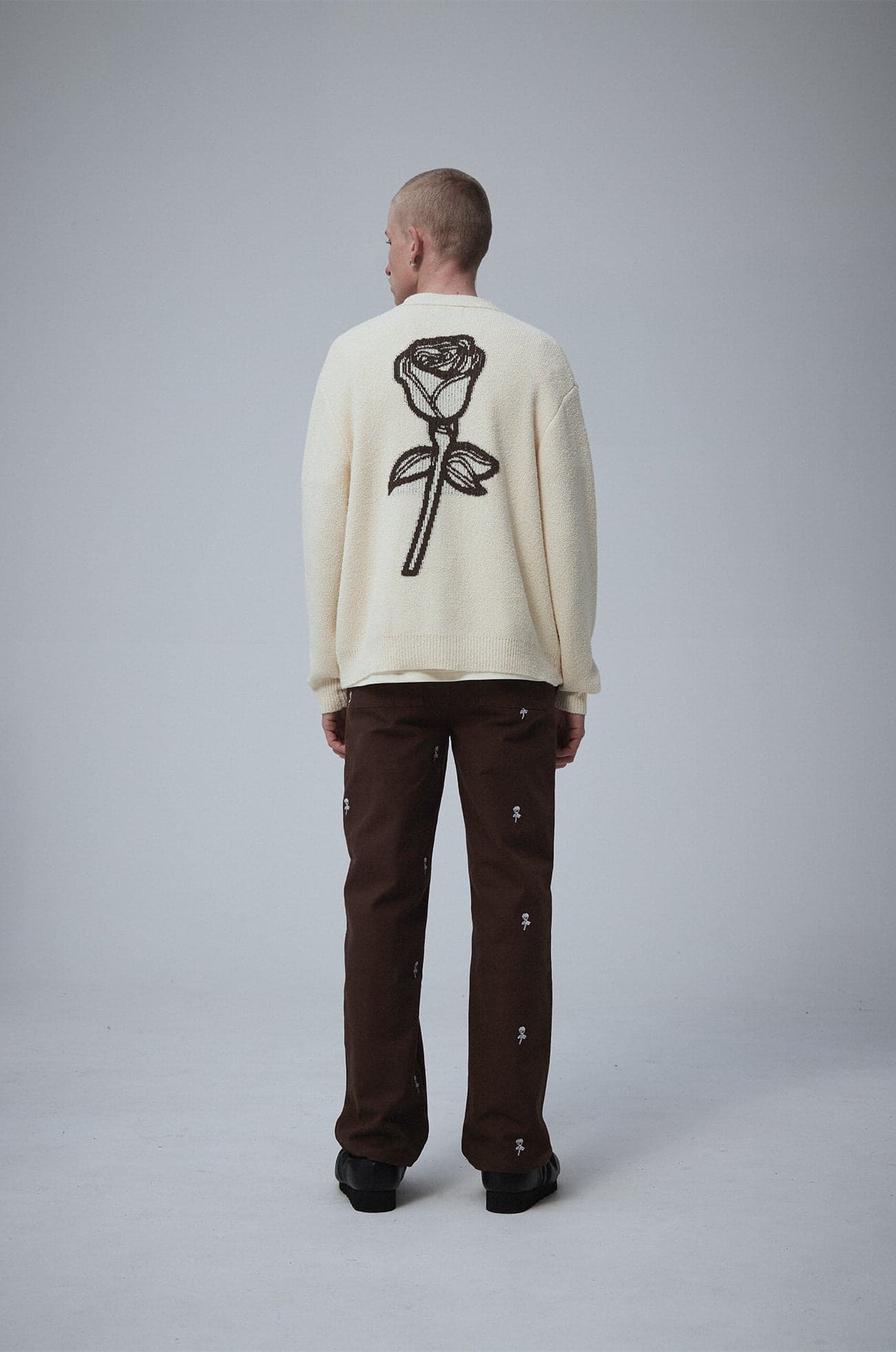 Boucle Big rose cardigan Natural — view 3