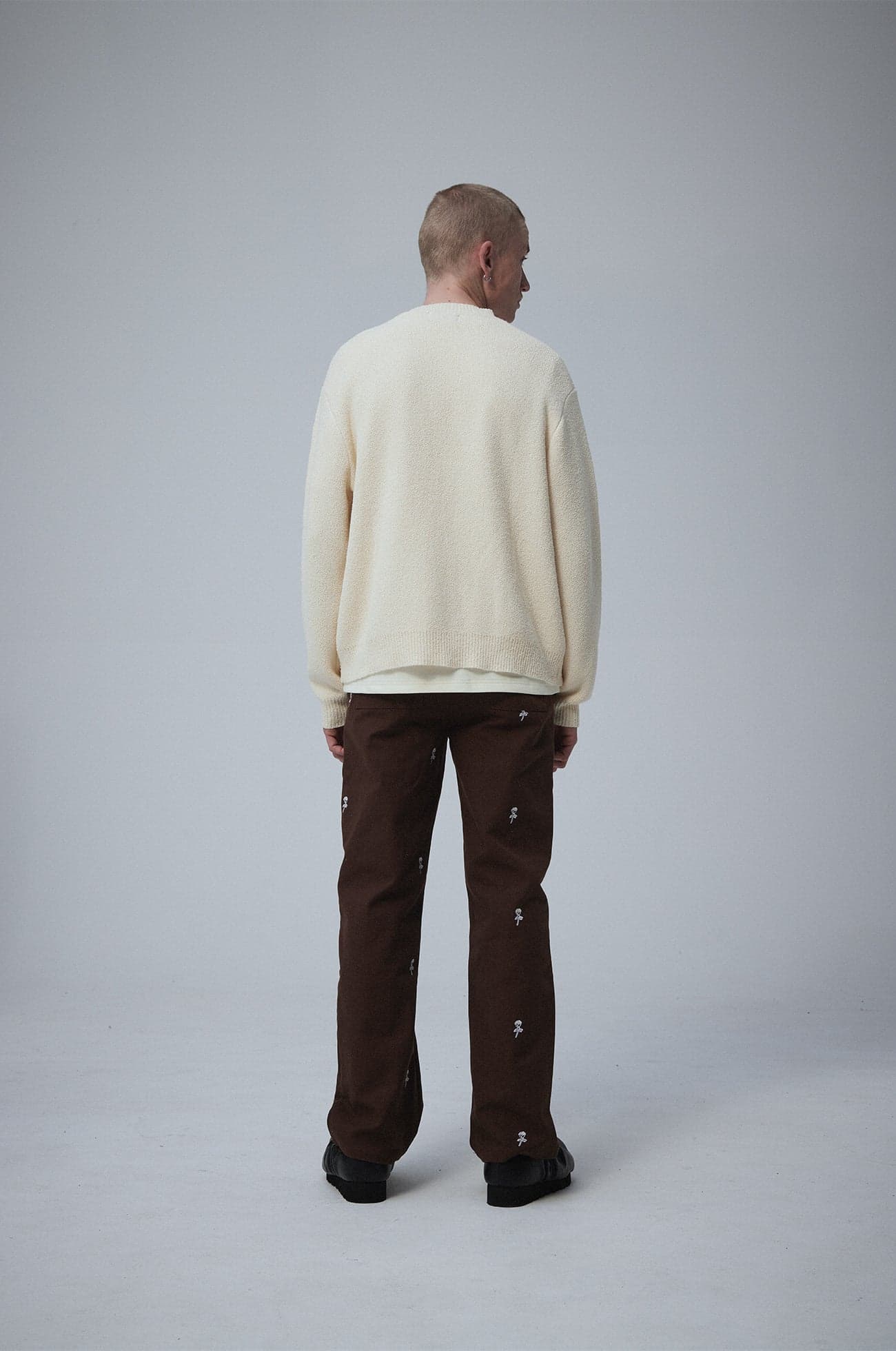 Boucle Big rose knit sweater Natural — view 3