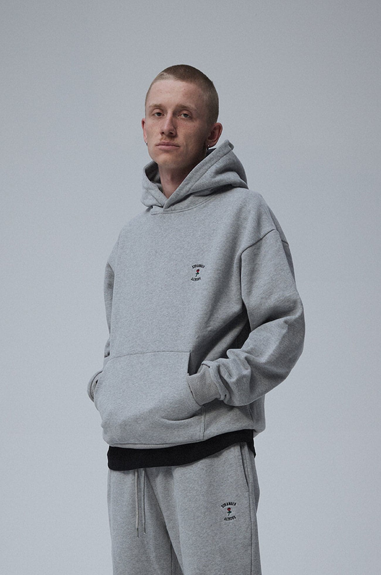 Crew logo hoodie Ash melange