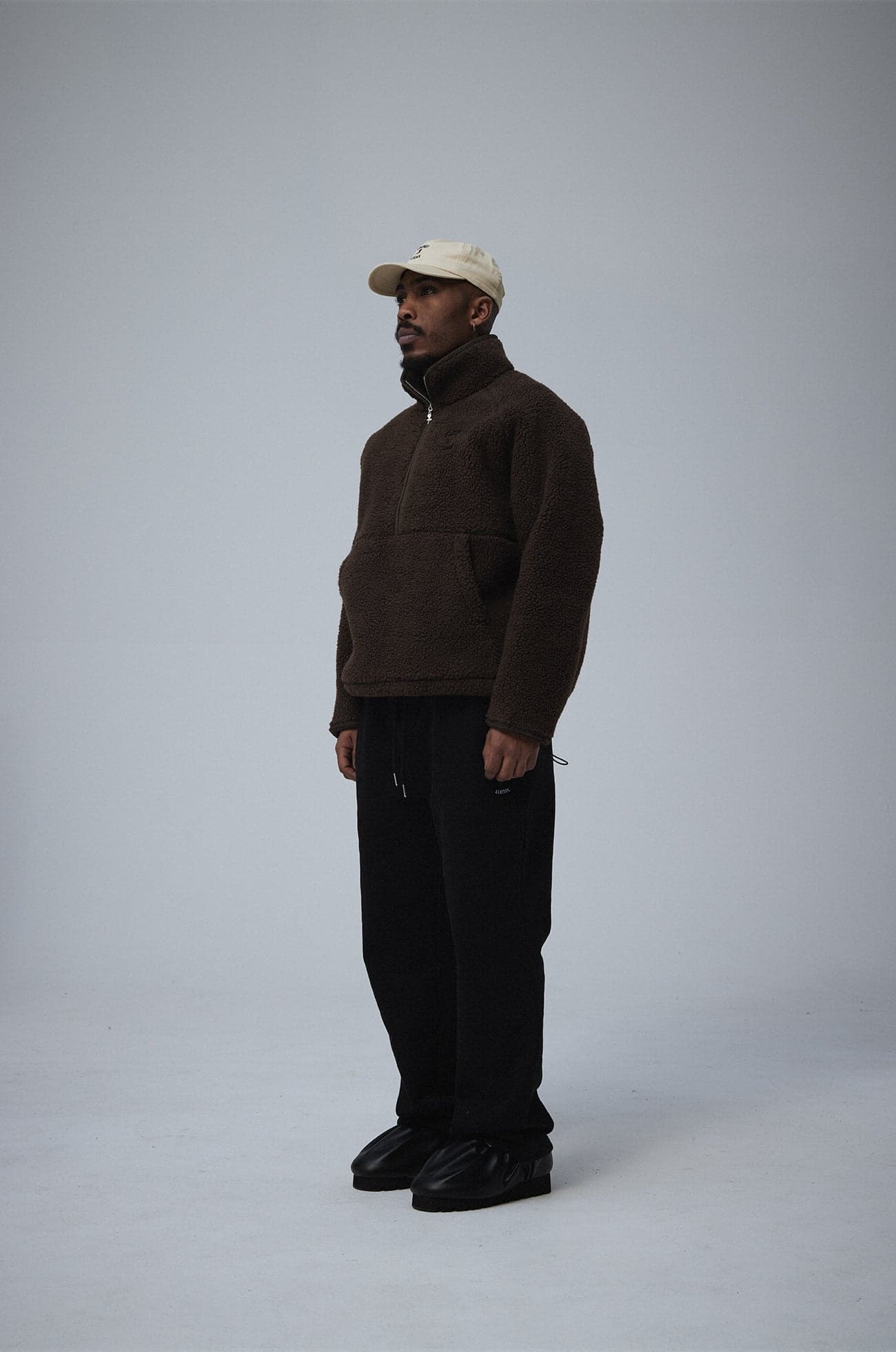 Fleece half zip Crew logo Brown — view 4