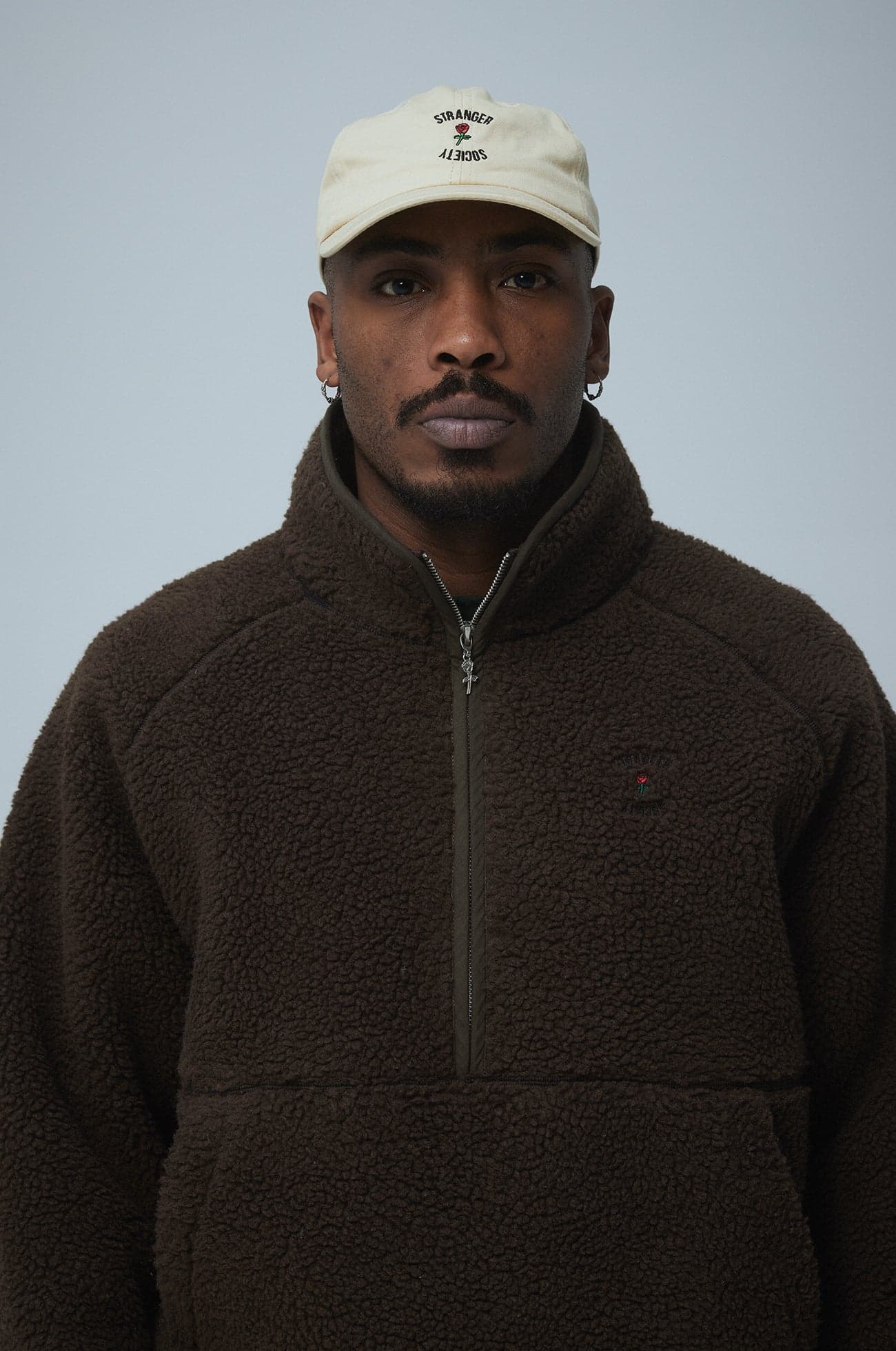 Fleece half zip Crew logo Brown — view 5