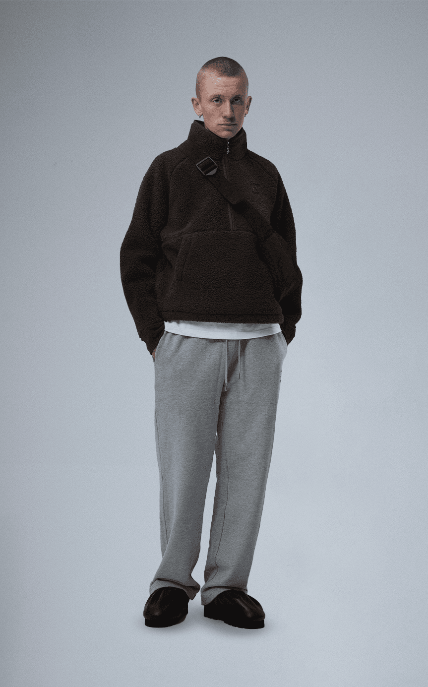Fleece half zip Crew logo Brown — view 6