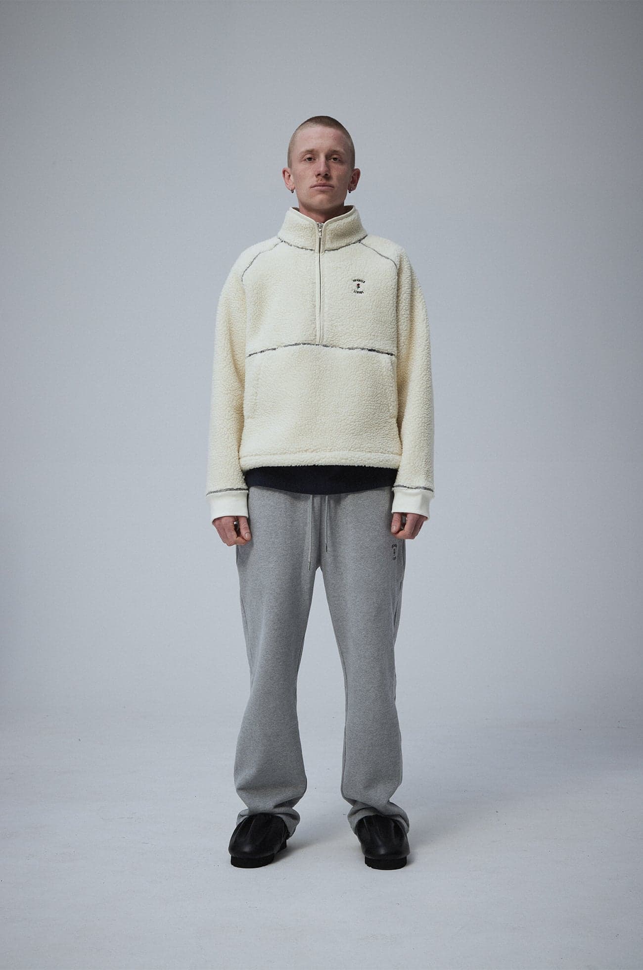Fleece half zip Crew logo Natural — view 3