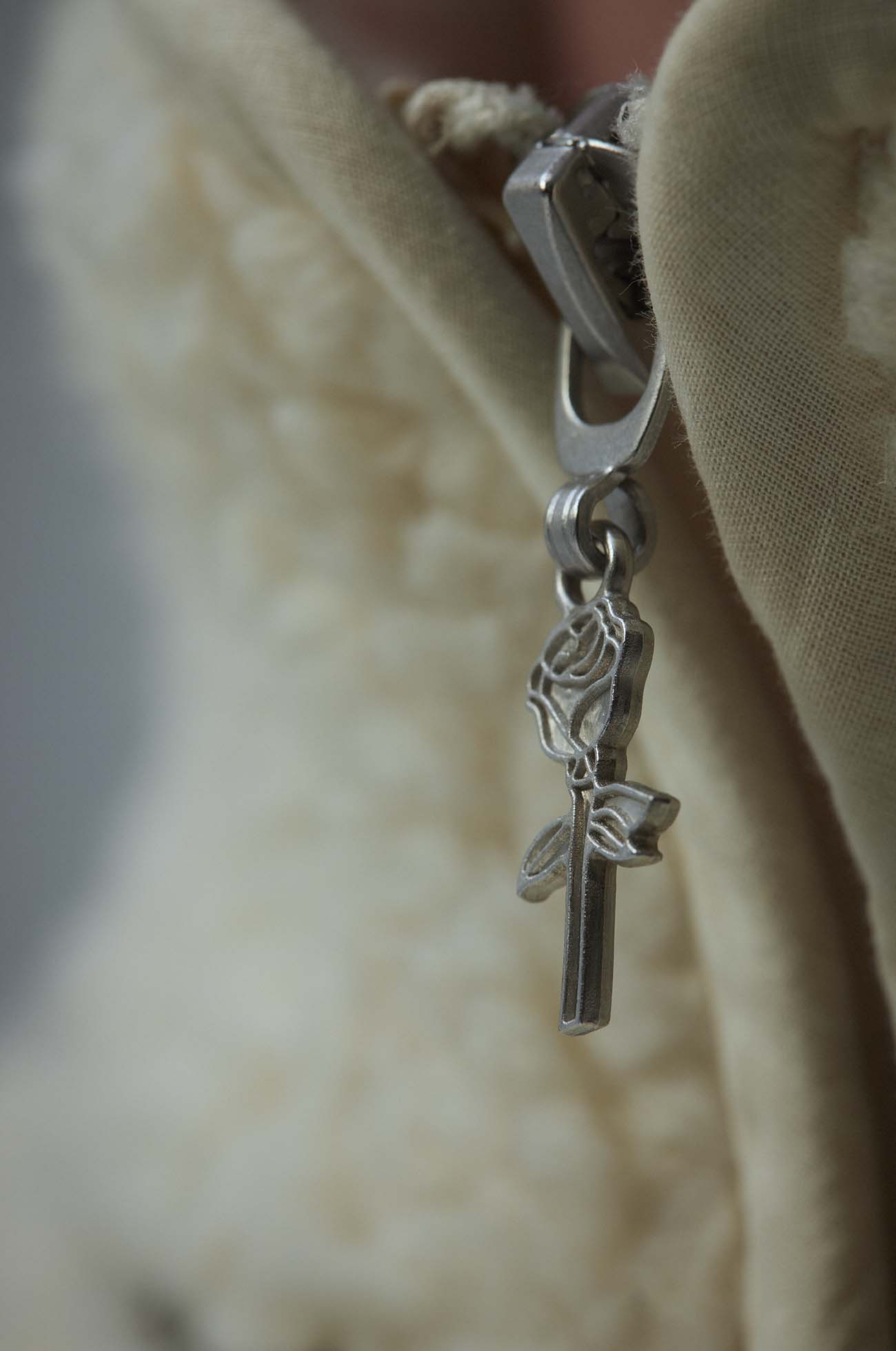 Fleece half zip Crew logo Natural — view 5