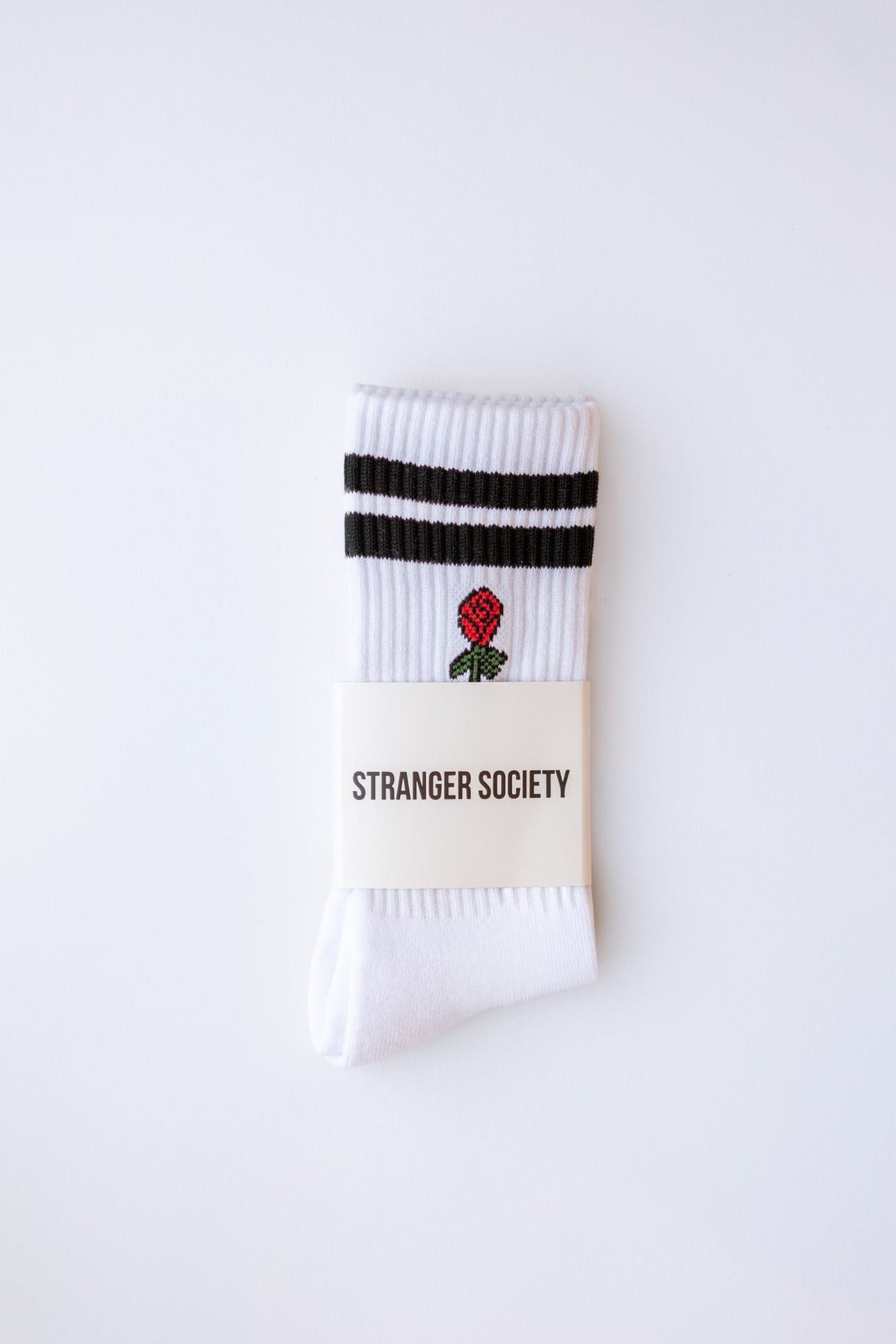 Garden Logo - Sock - White Stripes Black