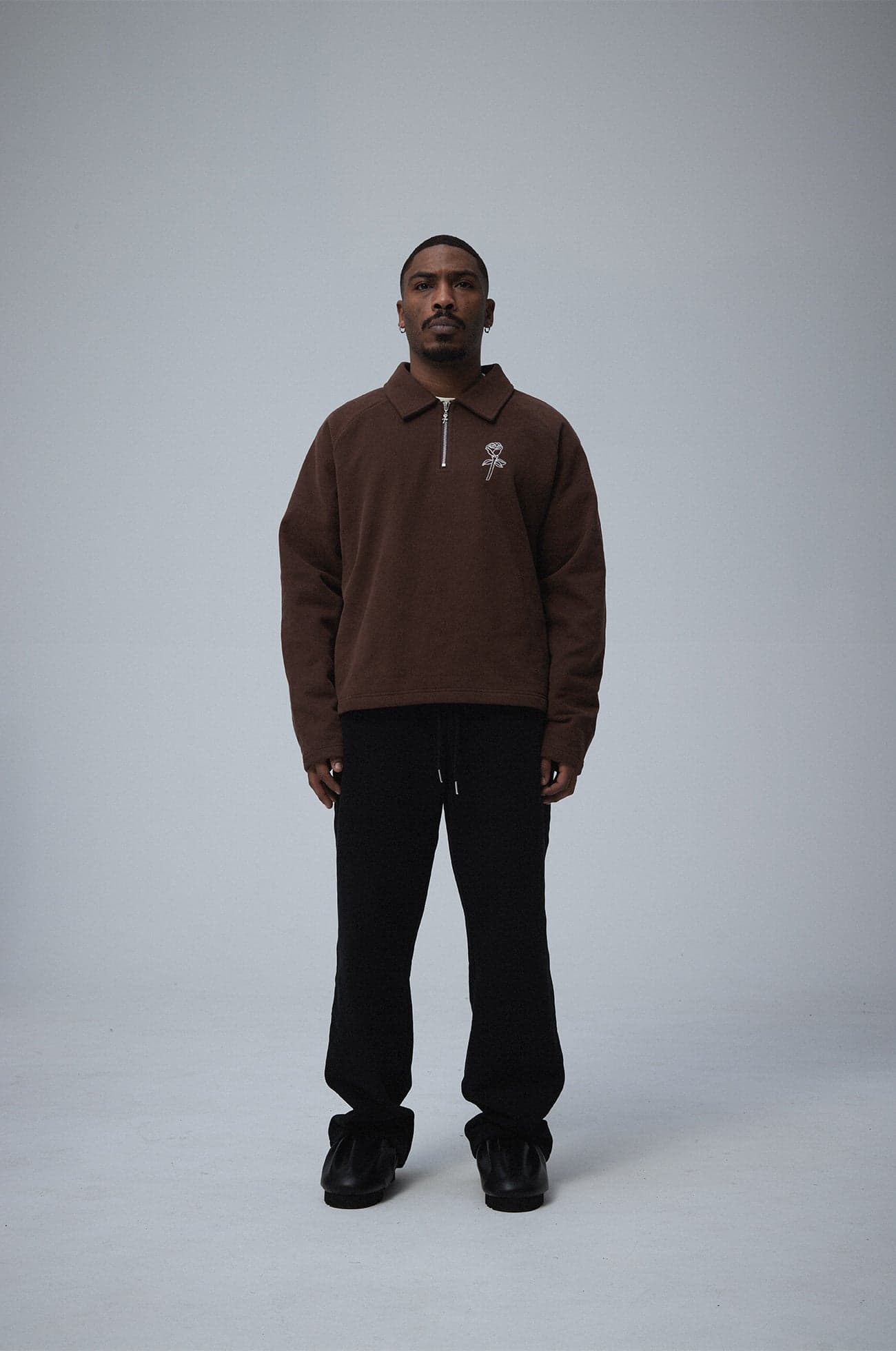 Polo zip sweater Big rose logo Brown — view 3