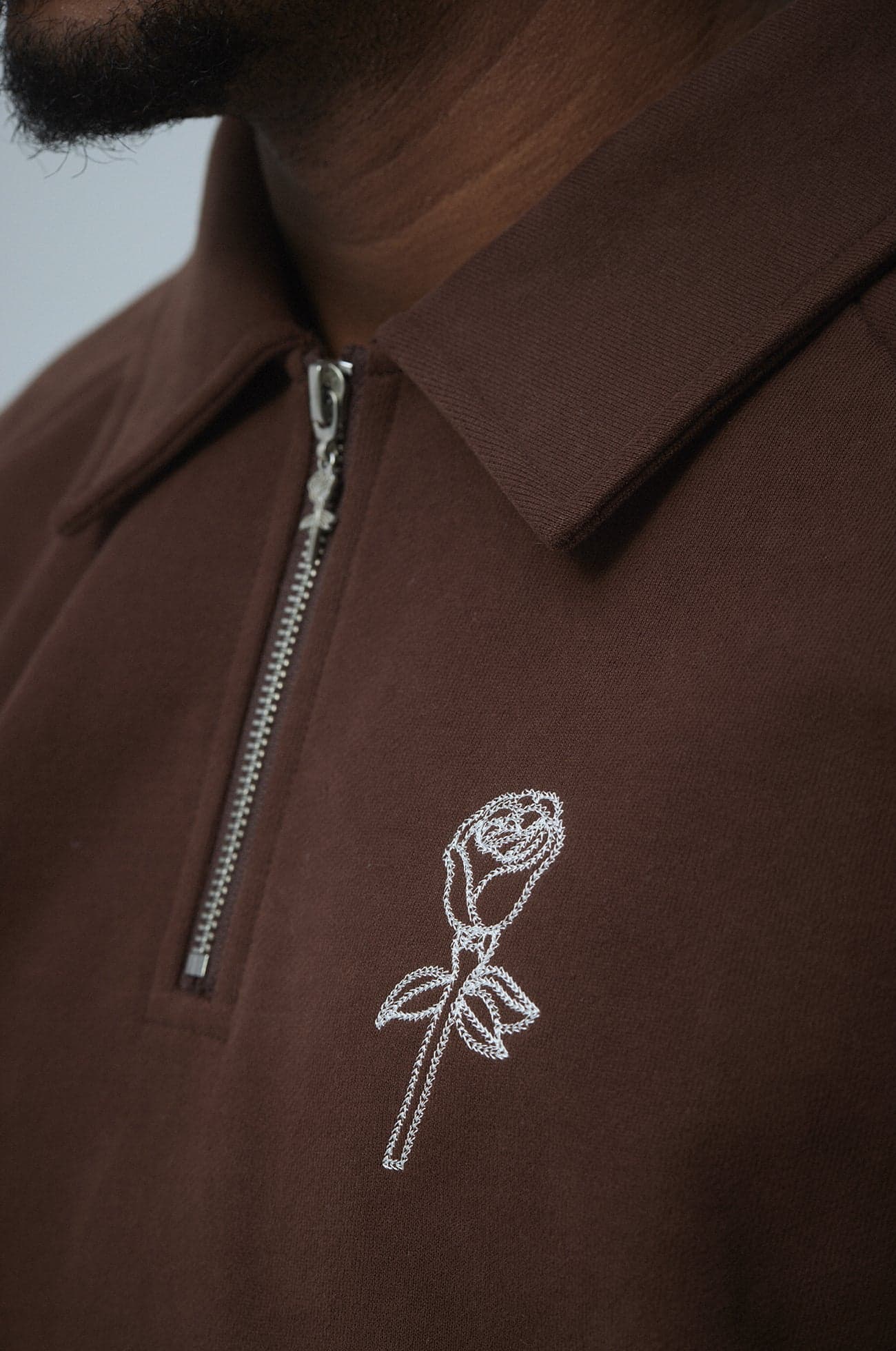 Polo zip sweater Big rose logo Brown — view 5