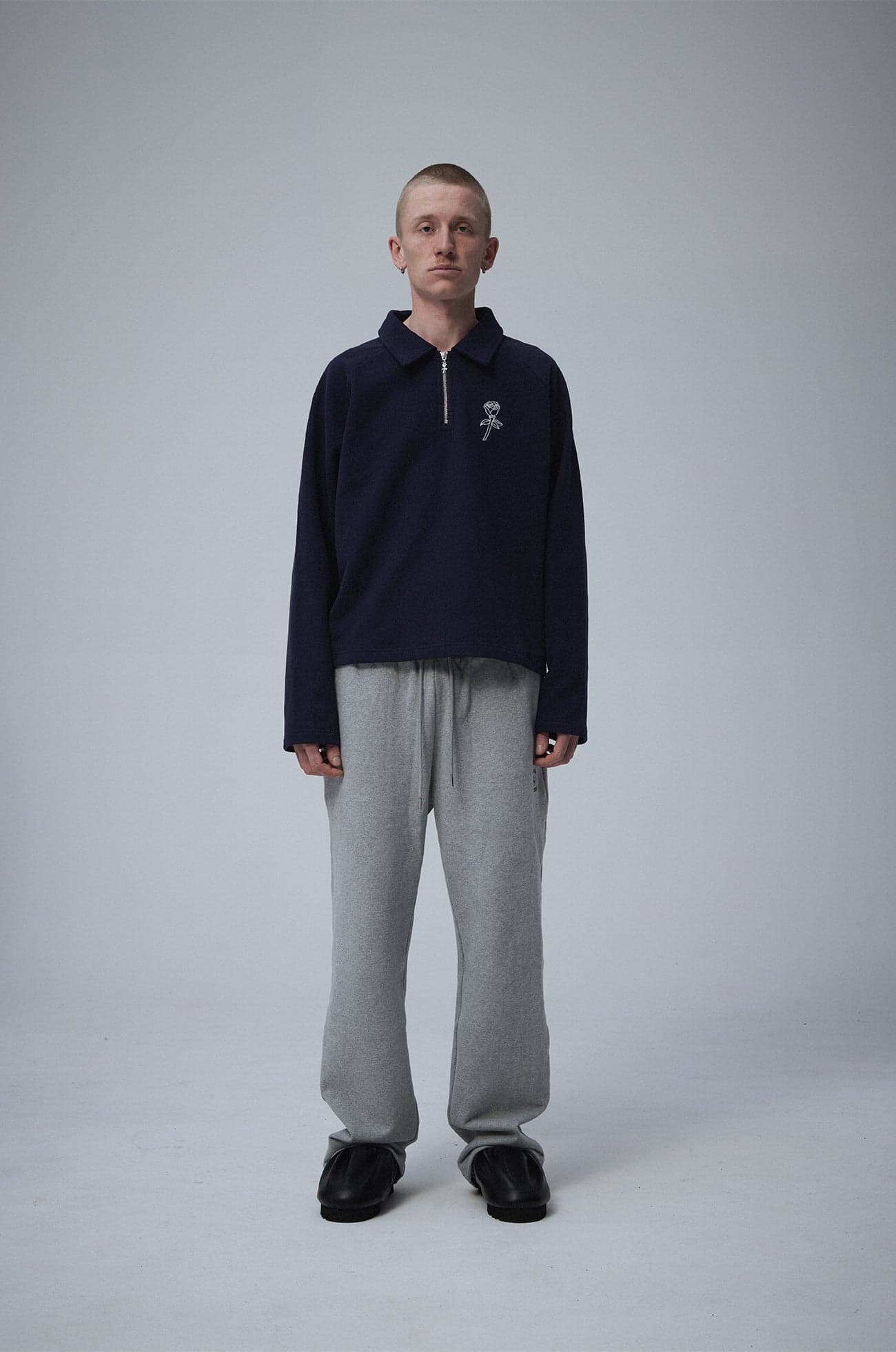 Polo zip sweater Big rose logo Navy — view 3